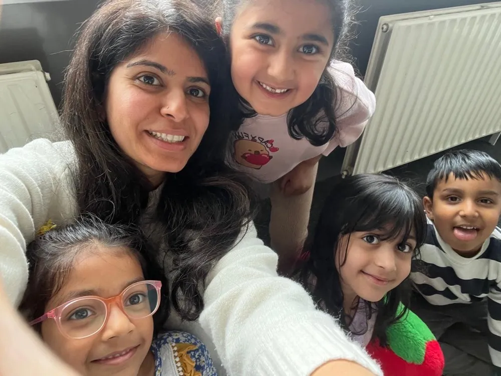 Surbhi Kakar with children from a Mindfulness Matters pilot session